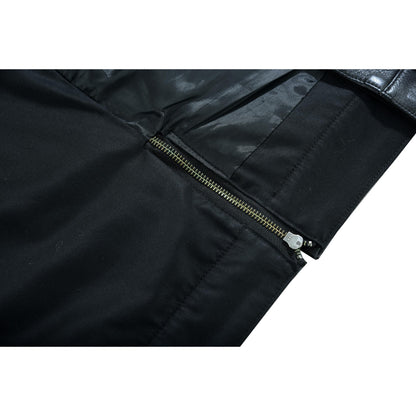 Highway Jack Men's Black Leather Motorcycle Vest Scoop Neck & Snap-Closure Pockets