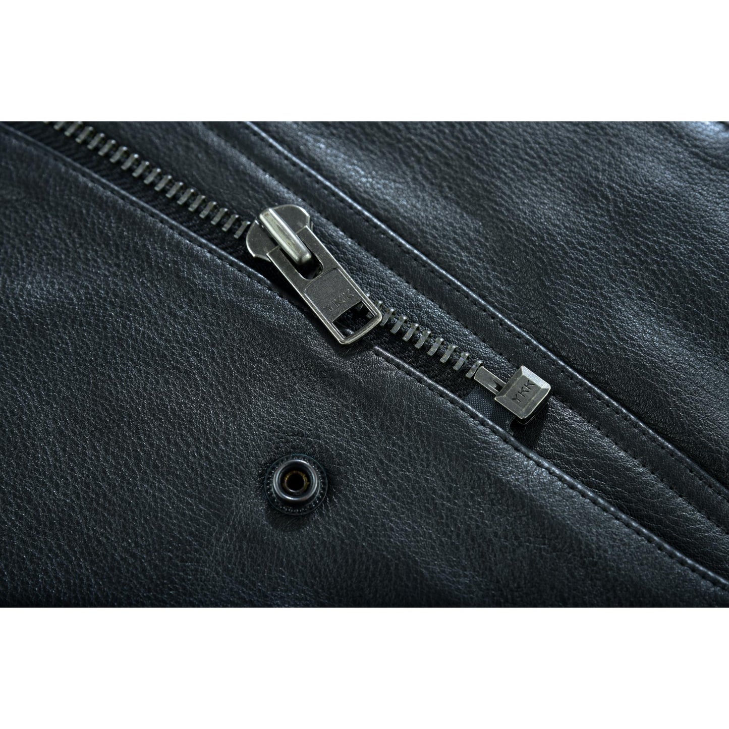 Highway Jack Men's Black Leather Motorcycle Vest Scoop Neck & Snap-Closure Pockets