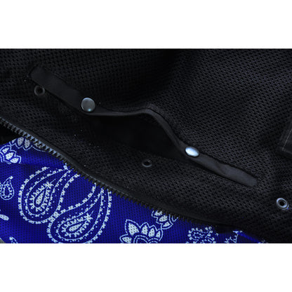 Blue Soul Men's Black Mesh Textile Vest with Blue Paisley Liner