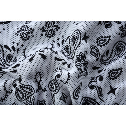 Men's Black Mesh Textile Vest with White Paisley Liner