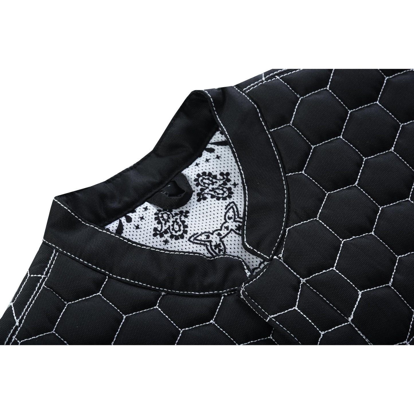 Men's Black Mesh Textile Vest with White Paisley Liner