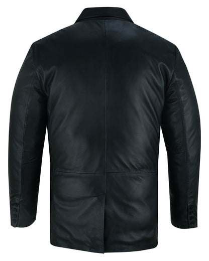 Retro Trim Men’s Black Sheep Skin Leather Blazer