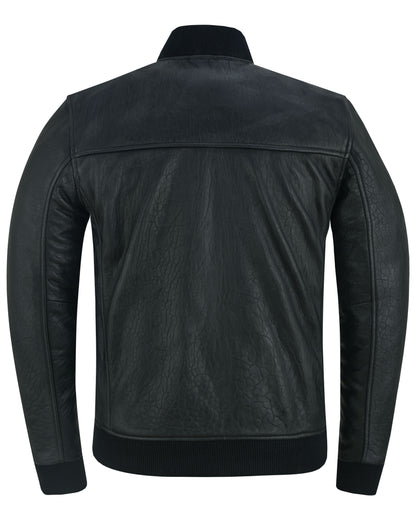 Stalwart Men’s Fashion Black Leather Bomber Jacket
