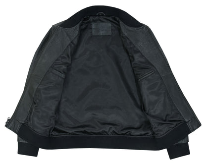 Stalwart Men’s Fashion Black Leather Bomber Jacket