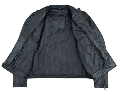 Wanton Men’s Fashion Lambskin Leather Jacket –Black