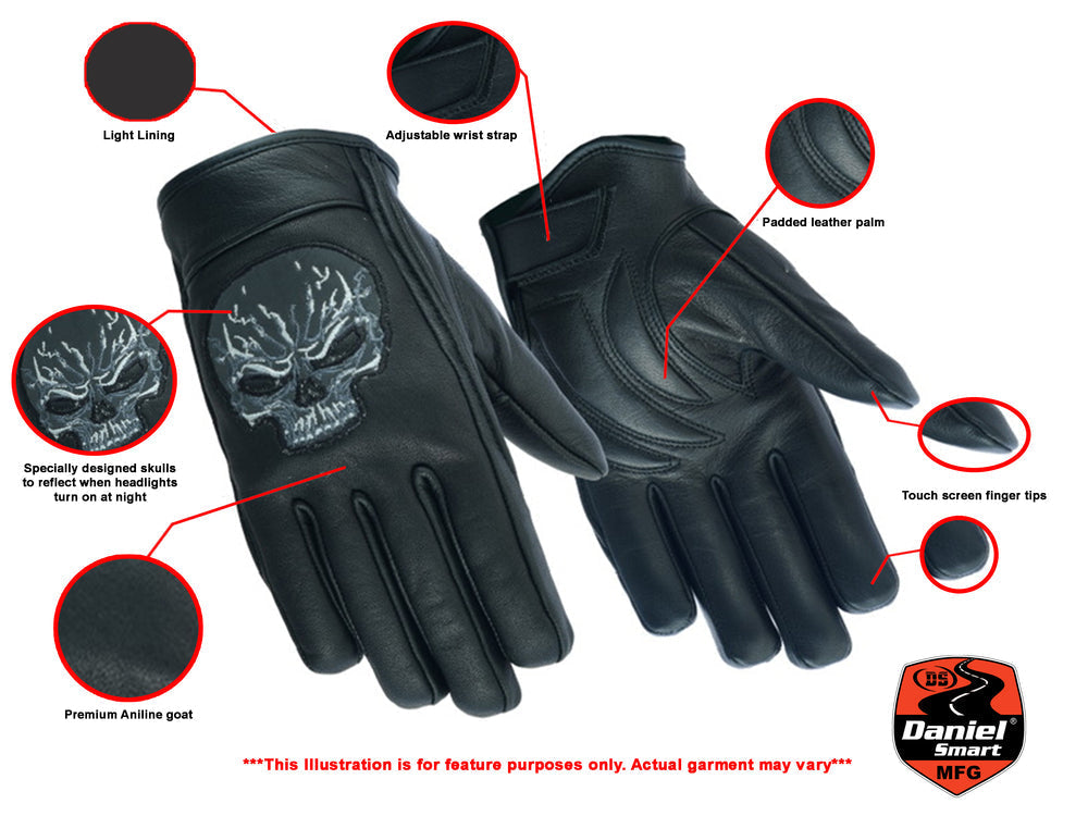 RC   Reflective Skull Short Glove