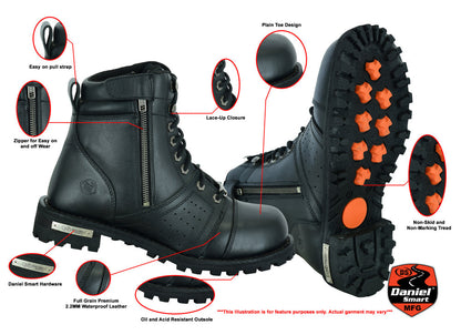 RC Men's 6'' Side Zipper Plain Toe Boot W/Perforation