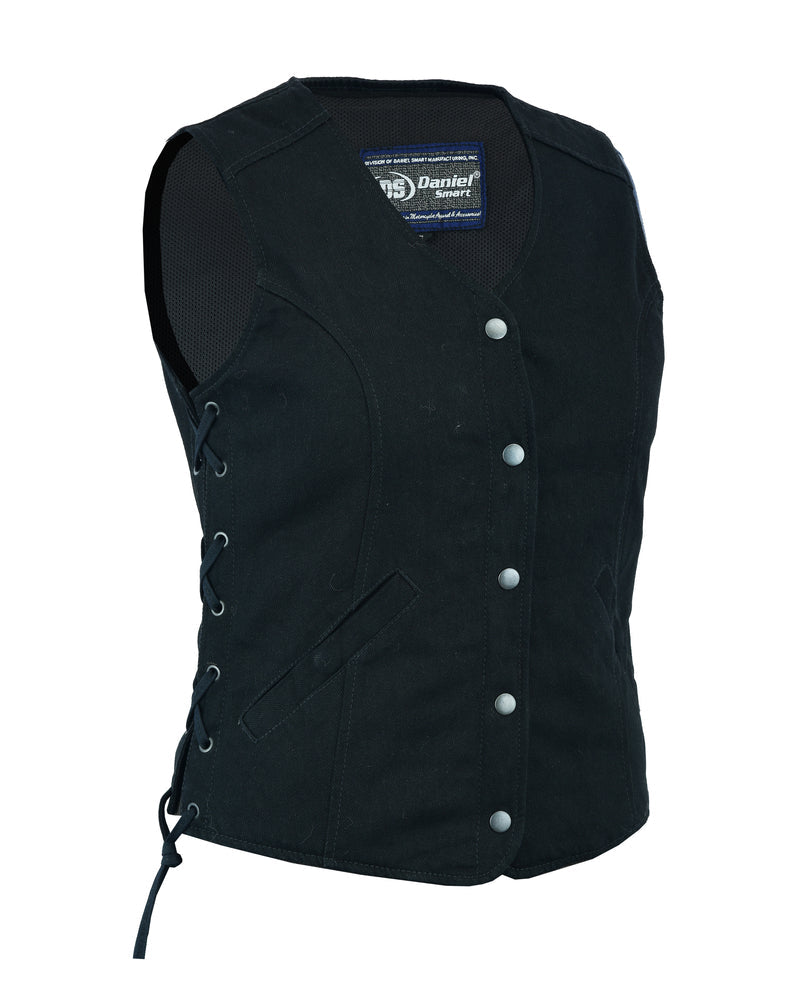 DM  Women's Denim Longer Body ¾ Vest - Side Laces