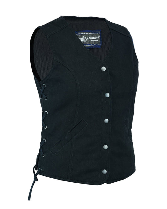 DM  Women's Denim Longer Body ¾ Vest - Side Laces