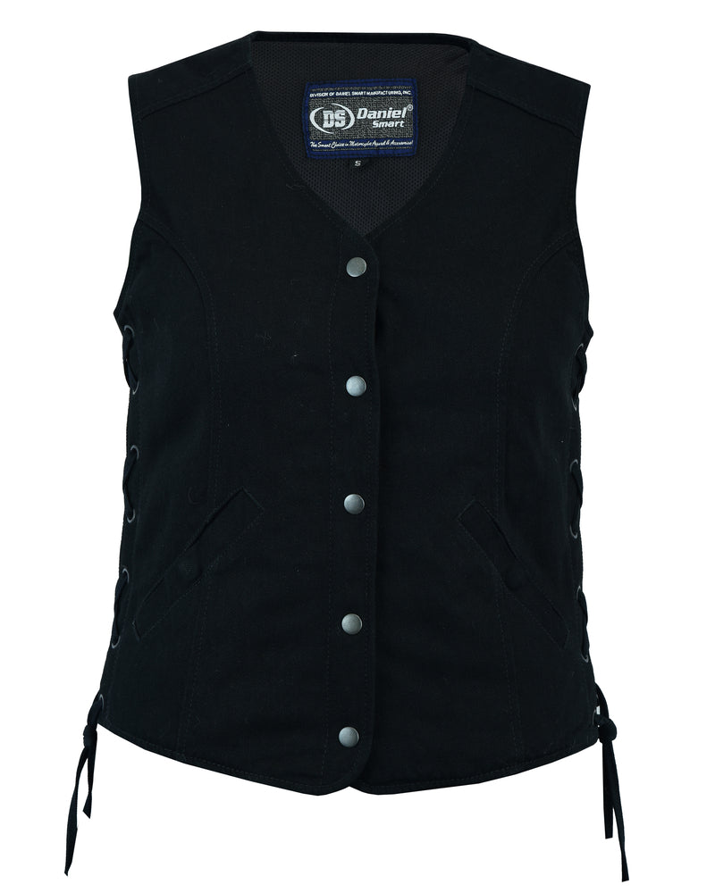 DM  Women's Denim Longer Body ¾ Vest - Side Laces