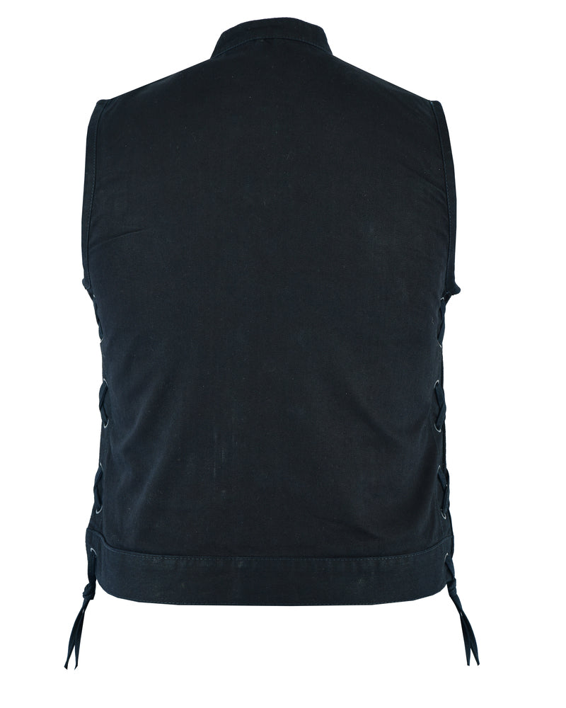 DM Women's Advance Side Laces Black Construction Denim Vest