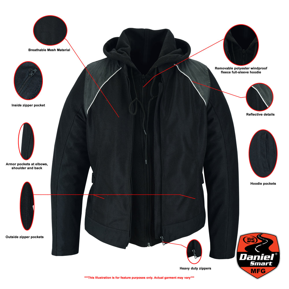 RC Women's Mesh 3-in-1 Riding Jacket (Black/Black Tone Reflective)