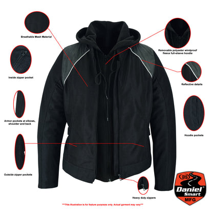 RC Women's Mesh 3-in-1 Riding Jacket (Black/Black Tone Reflective)