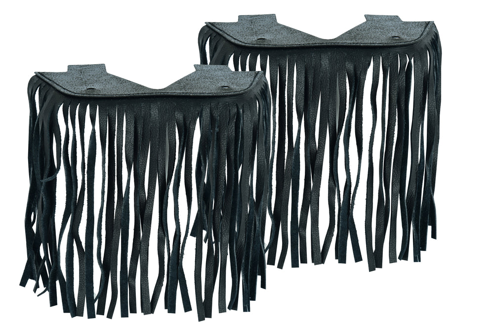 B1004 Black Leather Floor BoarRC with Fringe - Small