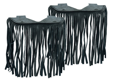 B1004 Black Leather Floor BoarRC with Fringe - Small