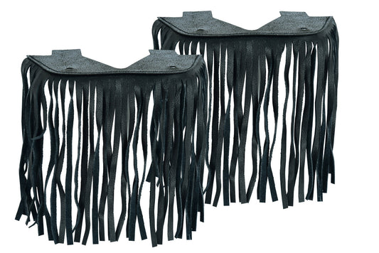 B1004 Black Leather Floor BoarRC with Fringe - Small