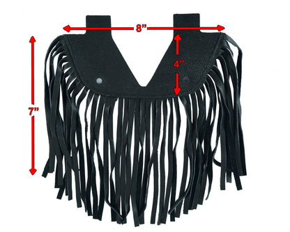 B1004 Black Leather Floor BoarRC with Fringe - Small