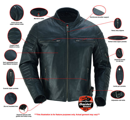 RC Men's Lightweight Drum Dyed Naked Lambskin Crossover Scooter - Black