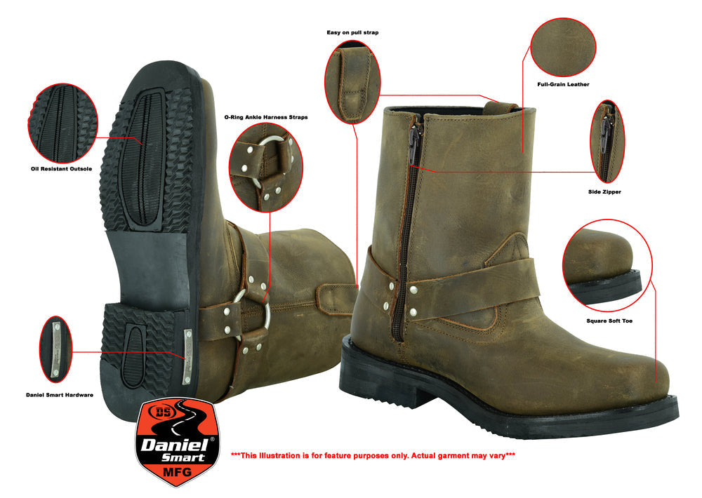 RC Men's Side Zipper Waterproof Boots- Brown