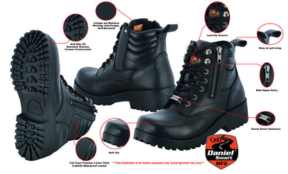 RC Women's Side Zipper Plain Toe Boots
