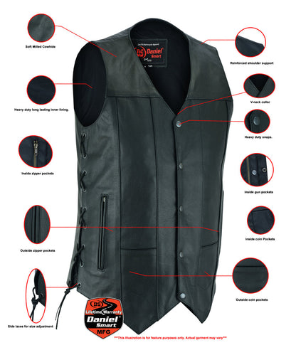 RC Men's Ten Pocket Utility Black Vest - TALL