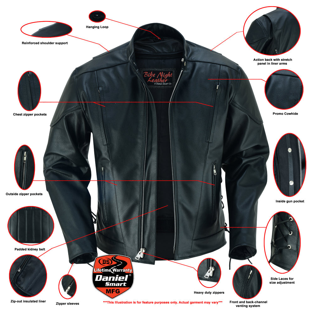 AM Knucklehead Premium Black Men’s Leather Motorcycle Jacket