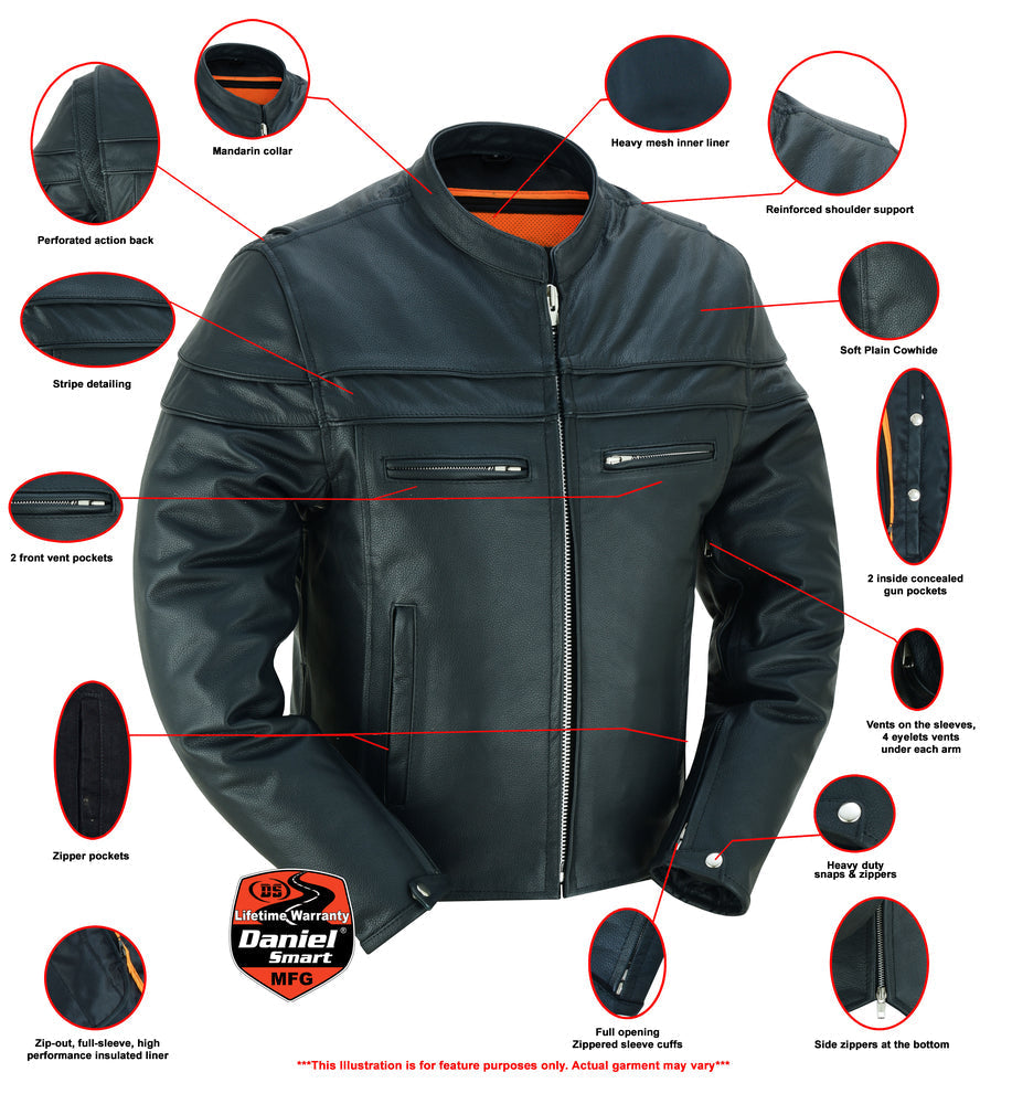 RC Full Hand Black Leather Motorcycle Jacket