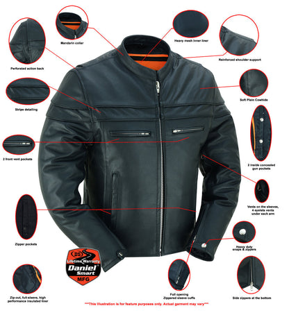 RC Full Hand Black Leather Motorcycle Jacket