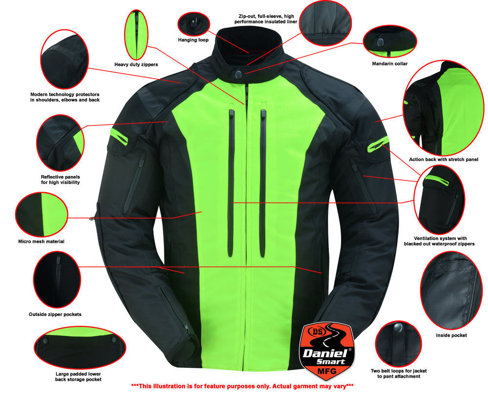 RC Hi-Viz blast Micro Mesh Mens Motorcycle Jacket – Lightweight