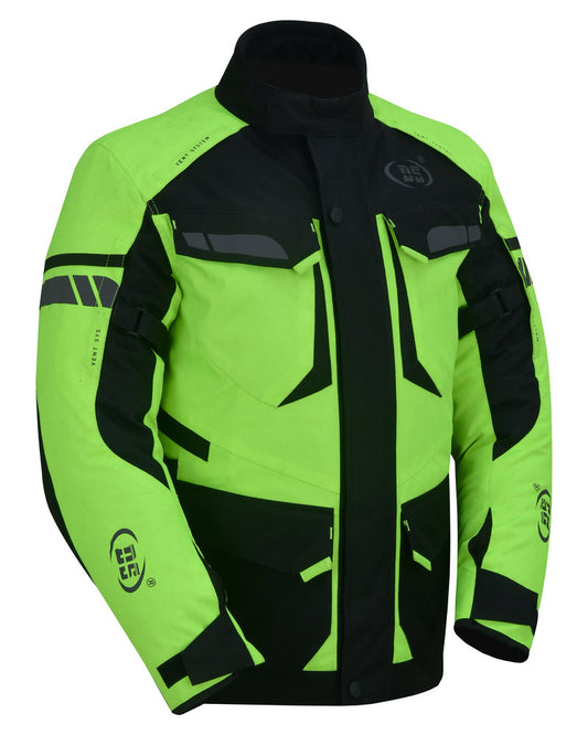 RC 4-Season Hi-Vis Mens Textile Motorycyle Jacket  Waterproof & Ventilated