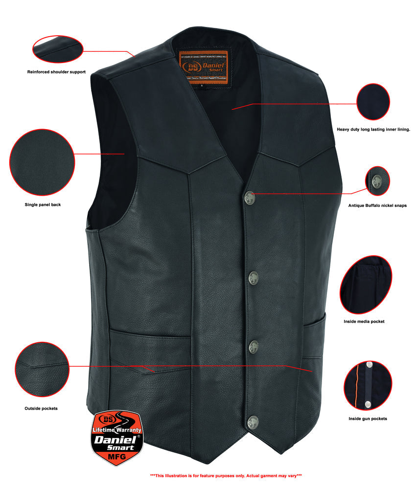 RC Men's Single Back Panel motorcycle vest