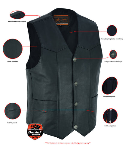 RC Men's Single Back Panel motorcycle vest