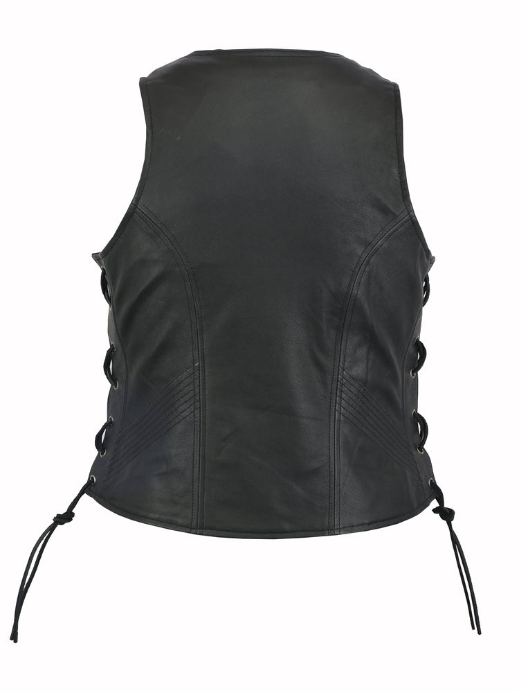 RC Women's Stylish Open Neck Side Lace Zipper Front Vest
