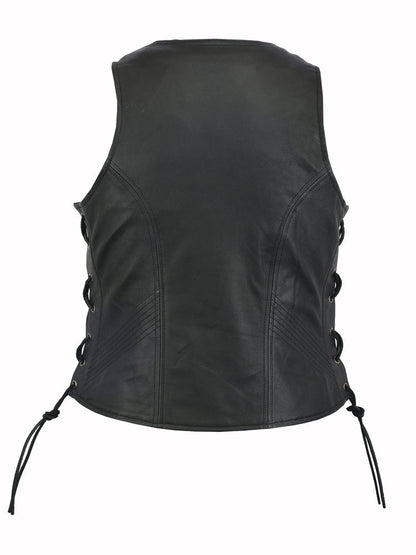 RC Women's Stylish Open Neck Side Lace Zipper Front Vest