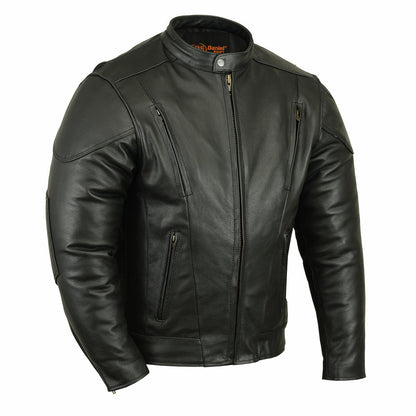 RC Men’s Black Vented Motorcycle Jacket with Plain Sides
