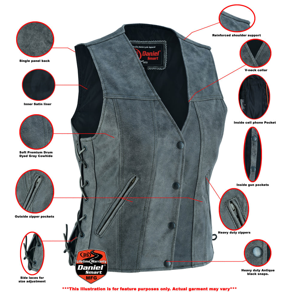 RC Women's Gray Single Back Panel Concealed Carry Vest