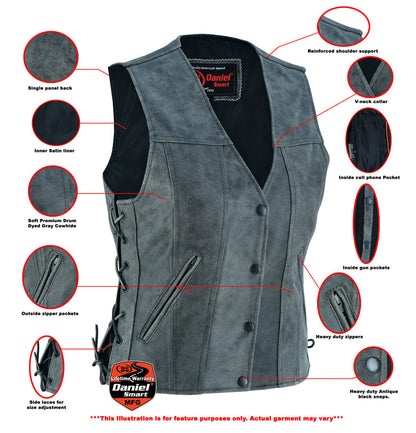 RC Women's Gray Single Back Panel Concealed Carry Vest