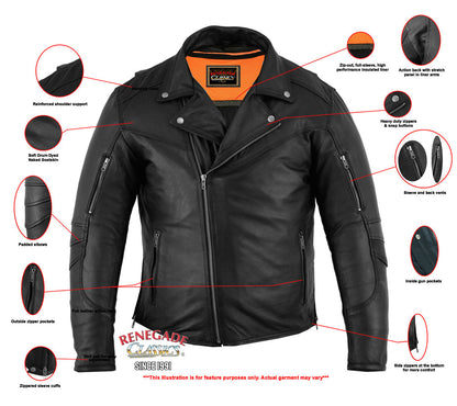 Black Speed Men’s Motorcycle Leather Jacket  – Smart Access Pocket