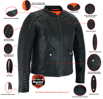 RC Women's Stylish Jacket with Grommet and Lacing Accents