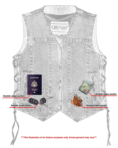 DM Women's 6 Pocket Denim Utility Vest - Blue