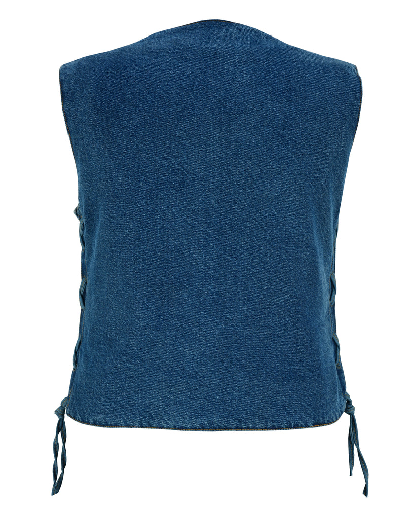 DM Women's 6 Pocket Denim Utility Vest - Blue