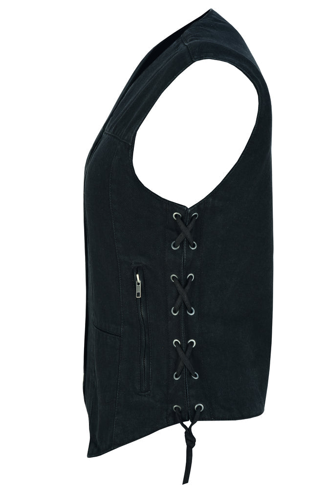 DM Women's 6 Pocket Denim Utility Vest - Black