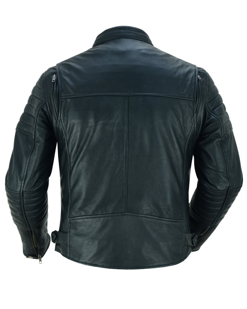 RC Men's Lightweight Drum Dyed Naked Lambskin Crossover Scooter - Black