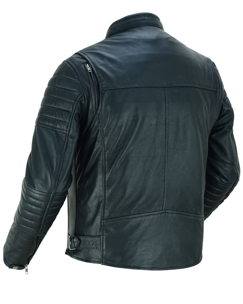 RC Men's Lightweight Drum Dyed Naked Lambskin Crossover Scooter - Black