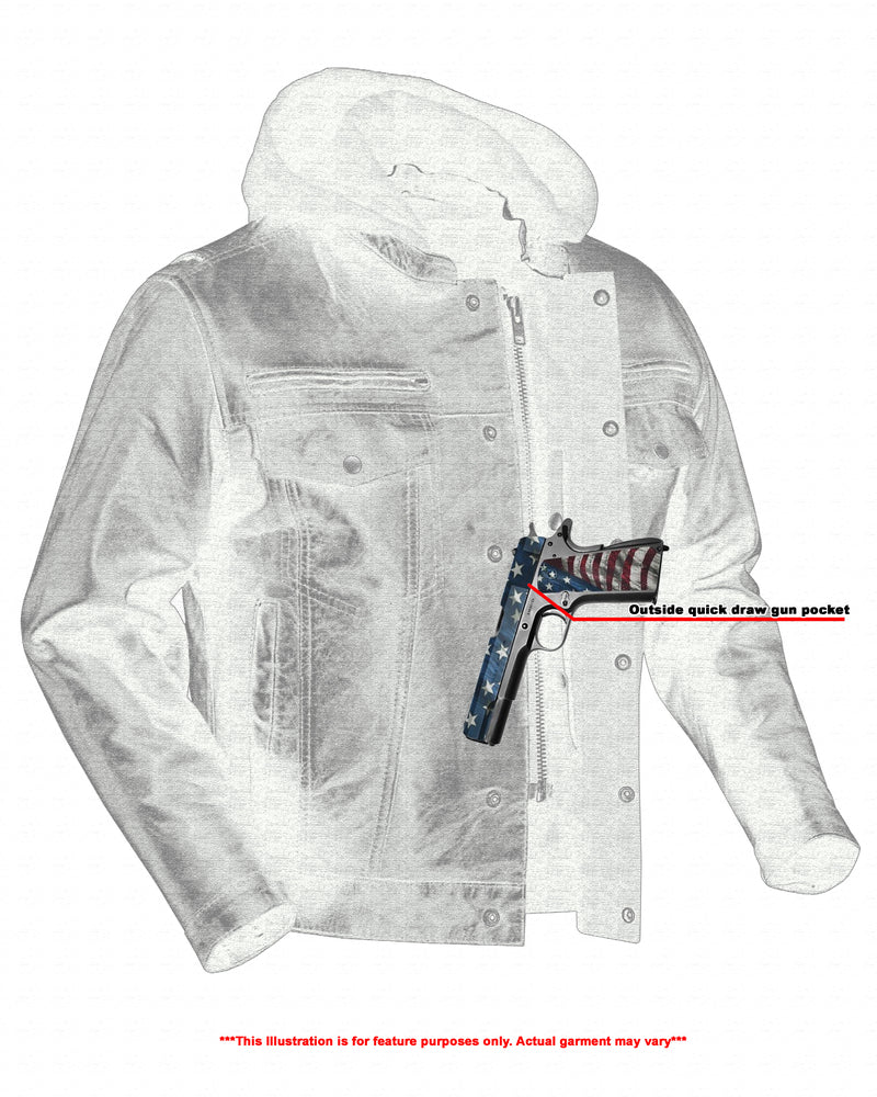 RC Men's Black Lightweight Drum Dyed  Distressed Lambskin Jacket with Removable Hoodie
