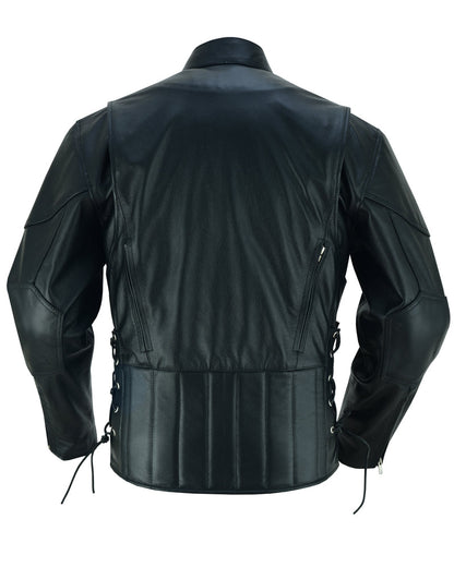 AM Knucklehead Premium Black Men’s Leather Motorcycle Jacket