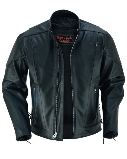AM Knucklehead Premium Black Men’s Leather Motorcycle Jacket