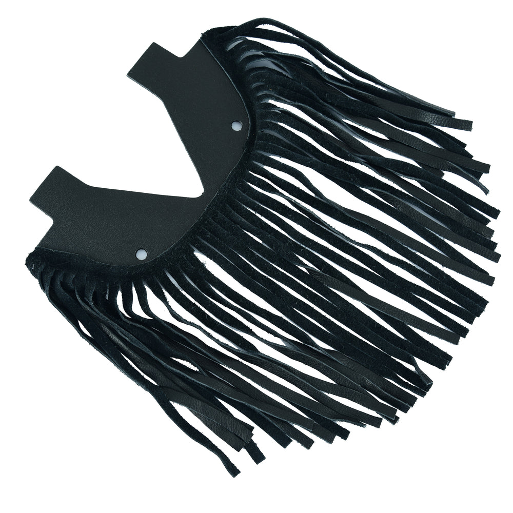 B1004 Black Leather Floor BoarRC with Fringe - Small