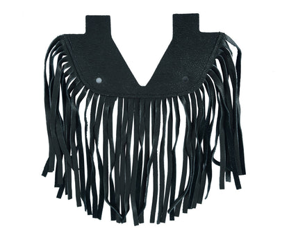 B1004 Black Leather Floor BoarRC with Fringe - Small