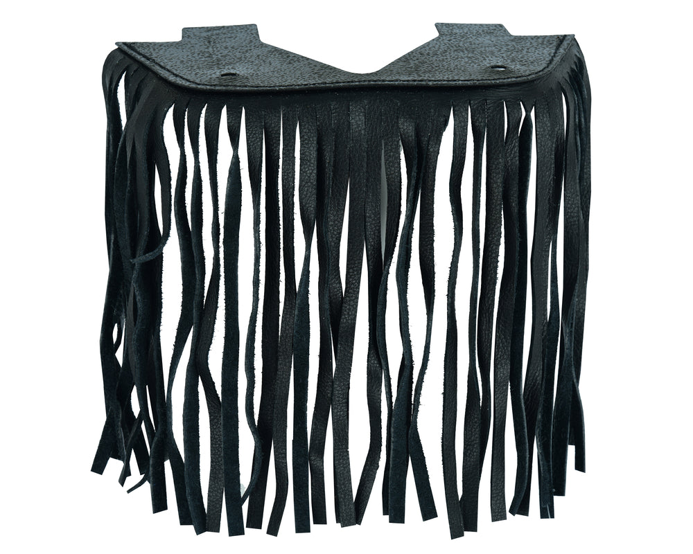 B1004 Black Leather Floor BoarRC with Fringe - Small
